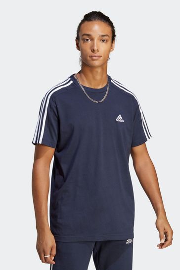 adidas Blue Sportswear Essentials Single Jersey 3-Stripes T-Shirt