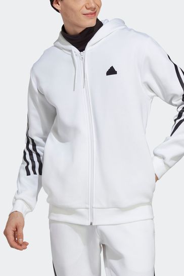 Adidas white zip up jacket store
