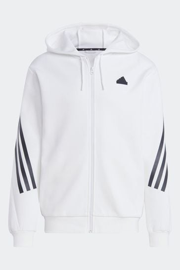 Buy adidas White Sportswear Future Icons 3 Stripes Full Zip Hoodie