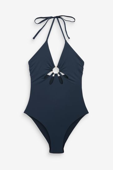 Buy Navy Blue Plunge Cut Out Swimsuit from Next Ireland