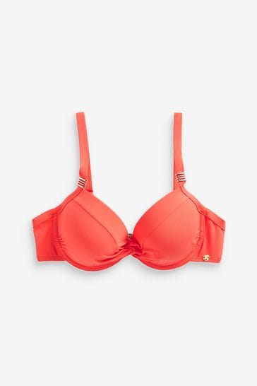 Buy Coral Orange Shaping Padded Wired Bikini Top from Next Luxembourg