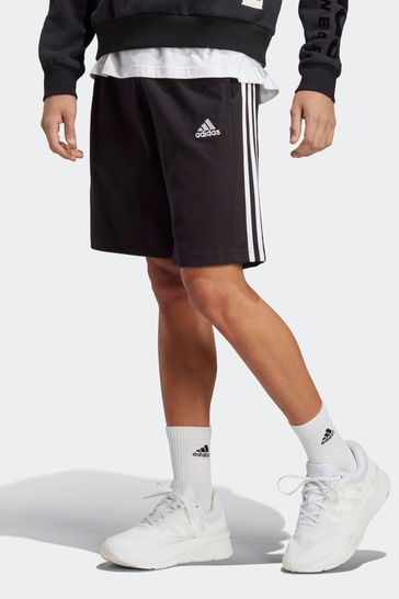 Buy adidas Black Sportswear Essentials Single Jersey 3 Stripes