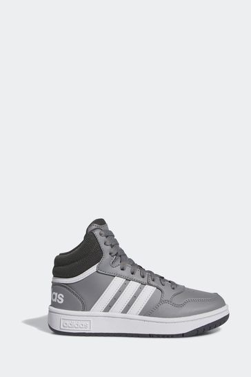 adidas Grey White Hoops Mid Shoes