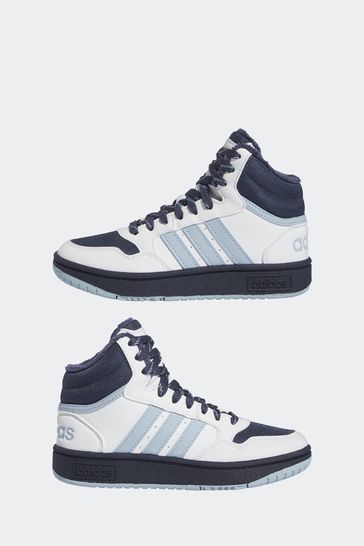 adidas Blue White Kids Sportswear Hoops Mid 3.0 Trainers