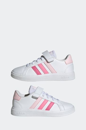 Adidas white pink trainers sales