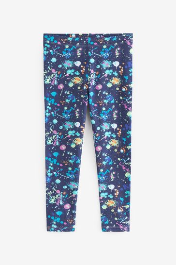 Navy Blue Splat Printed Leggings 3 16yrs