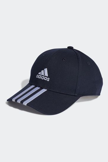 Buy adidas Blue Baseball 100 Cotton 3 Stripe Cap from Next Singapore