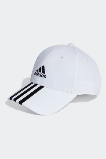 adidas White Performance 3-Stripes Cotton Twill Baseball Cap