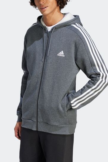 Buy adidas Grey Sportswear Essentials Fleece 3 Stripes Full Zip