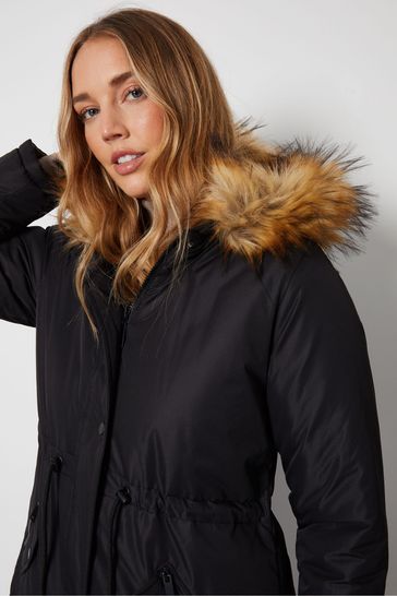 Threadbare parka coat with faux sale fur trim hood