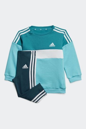 adidas Blue Kids Sportswear Tiberio 3-Stripes Colourblock Tracksuit Set