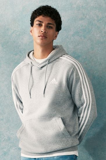 adidas Grey Sportswear Essentials Fleece 3-Stripes Hoodie