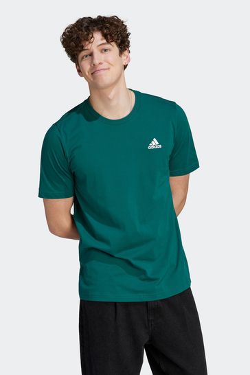 adidas Green Sportswear Essentials Single Jersey Embroidered Small Logo T-Shirt