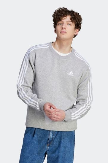 adidas Light Grey Essentials Fleece 3-Stripes Sweatshirt