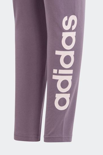 adidas Essentials Linear Logo Cotton Leggings Purple