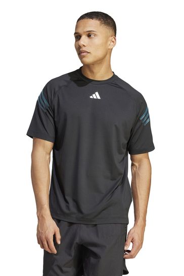 adidas Black Performance Train Icons 3-Stripes Training T-Shirt