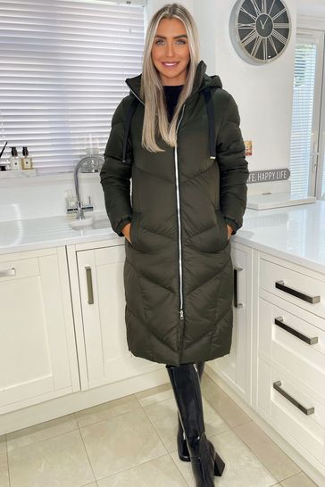 Green long puffer coat outlet