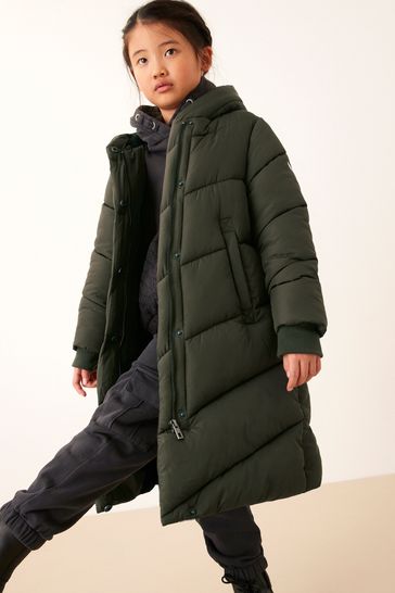 Buy Khaki Green Longer Length Shower Resistant Chevron Duvet Padded Coat 2 16yrs from Next Luxembourg