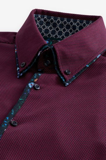 Buy Burgundy Red Regular Fit Double Collar Textured Trimmed Shirt from Next  Australia