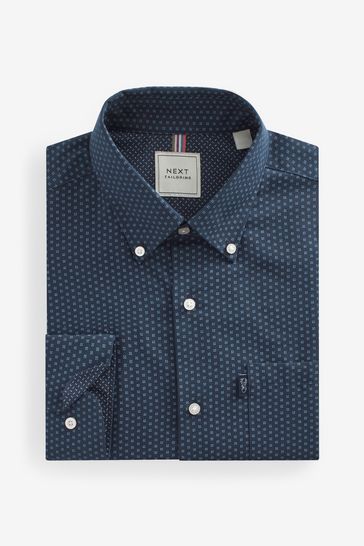 Navy blue slim fit top dress shirt