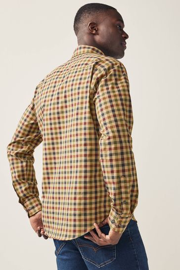 Brown gingham dress shirt new arrivals