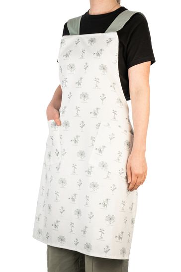 Mary Berry White Flowers Cross Back Apron