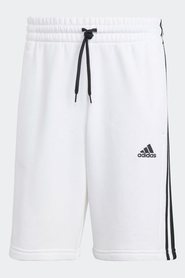 Buy adidas White Sportswear Essentials Fleece 3 Stripes Shorts