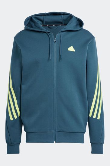 Adidas originals 3-stripes sale full zip hoodie green