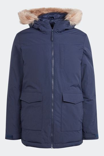 Men's blue new arrivals parka fur hood