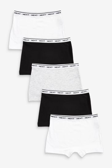 Black/Grey/White Shorts 5 Pack (2-16yrs)
