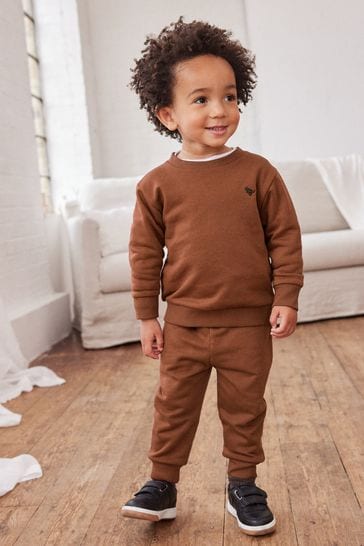 Chocolate Brown Jersey Sweatshirt And Joggers Set (3mths-7yrs)