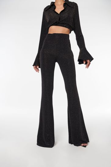 F F FW Bridge Alisha Black Gold Metallic Co Ord Trousers