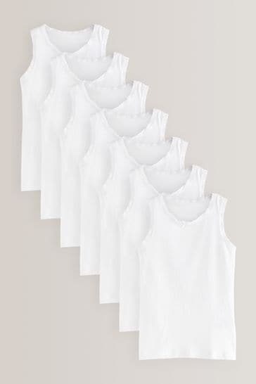 Pack de 7 camisetas sin mangas de encaje blancas (1,5-16 años)