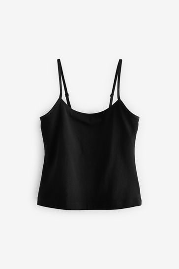 Black 1 Pack Cami Vest With Inner Crop Top Shelf (9-16yrs)