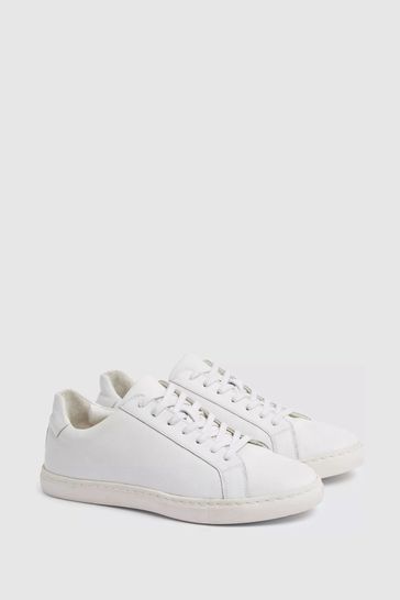 Buy MOSS White Leather Trainers from Next Luxembourg