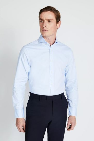 Moss Bros Tailored Fit Sky Blue Oxford Shirt