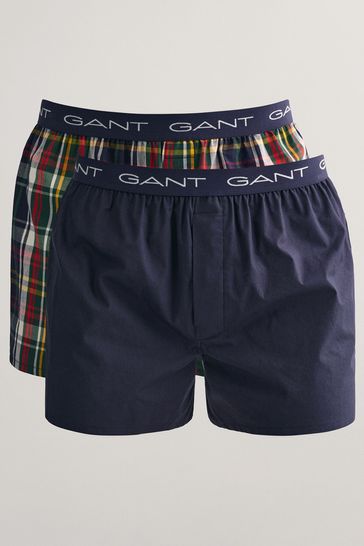 GANT Mens Blue Boxer Shorts Logo 2 Pack