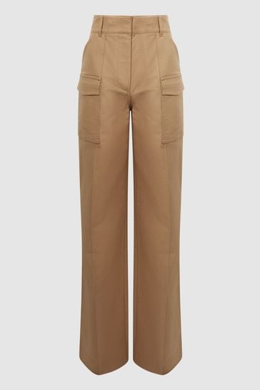 Topshop Women's Relaxed Low Slung Cargo Trousers, Size UK 8, Chocolate  Brown | eBay