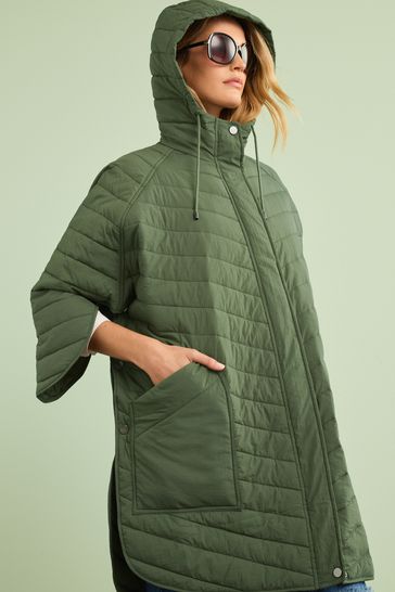 Buy Khaki Green Shower Resistant Quilted Poncho from Next USA