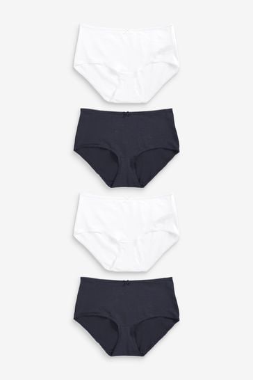 Buy Navy Blue/White Midi Cotton Rich Knickers 4 Pack from Next Israel