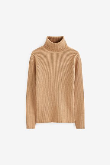 Tan roll neck jumper womens cheap
