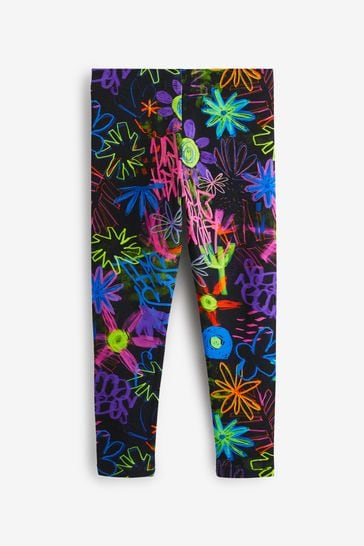 Buy Black Pink Blue Doodle Graffiti Print Leggings 5 Pack 3 16yrs from Next Kuwait