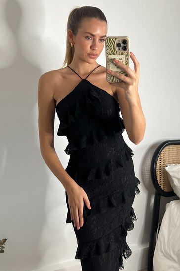 Halter lace sale midi dress