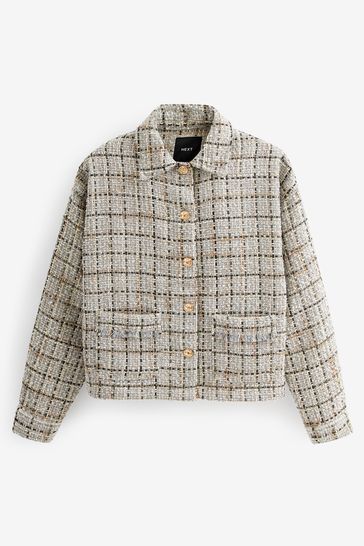 Buy White Blue Relaxed Fit Boucle Jacket from Next Egypt