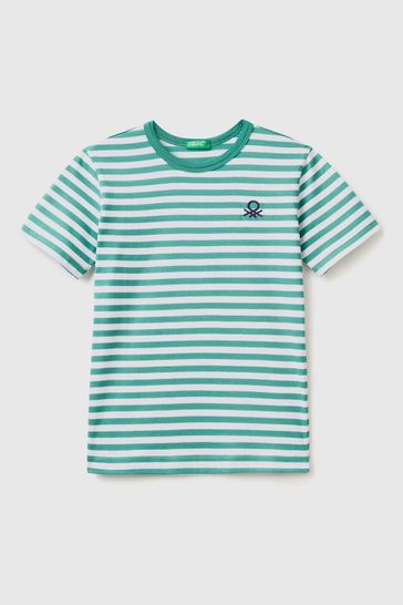 Buy Benetton Boys Striped 100 Cotton Logo T Shirt from Next Bahrain