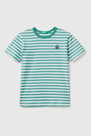 Benetton Boys Striped Logo T-Shirt