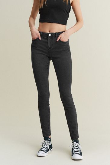 Washed Black Low Rise Skinny Jeans