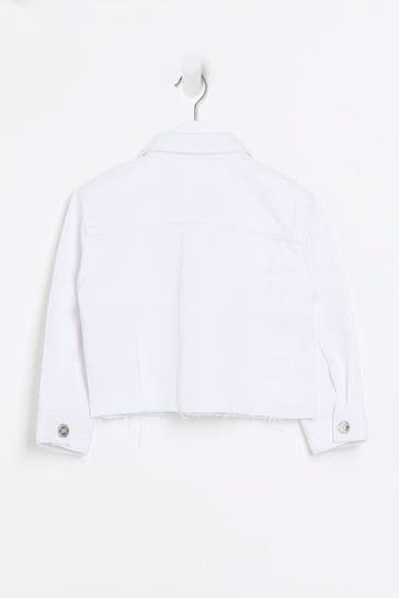 River Island Girls White Boxy Denim Jacket
