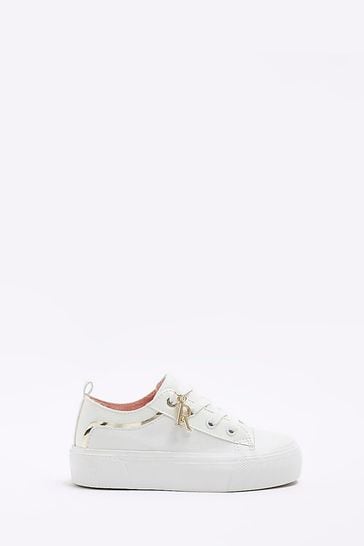 River Island White Girls Platform Trainers