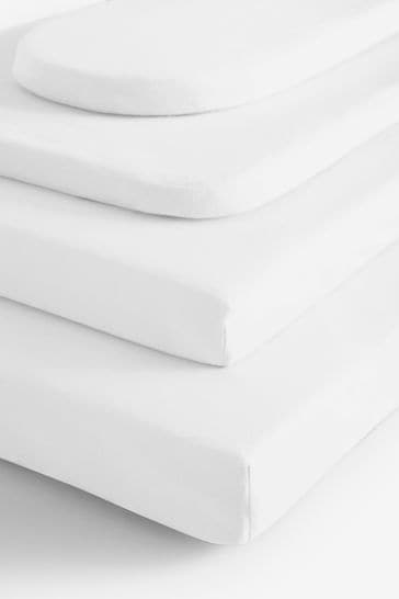2 Pack White Baby 100% Cotton Jersey Fitted Sheets